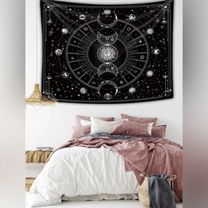 Tapestry wall room decoration Zodiac signs with sun and moon system for teens